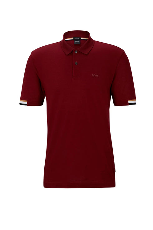 HUGO BOSS REGULAR-FIT POLO SHIRT WITH EMBROIDERED LOGO | MAROON