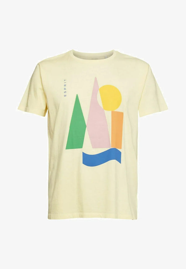 ESPRIT MEN T-SHIRT MIT PRINT | PASTEL YELLOW