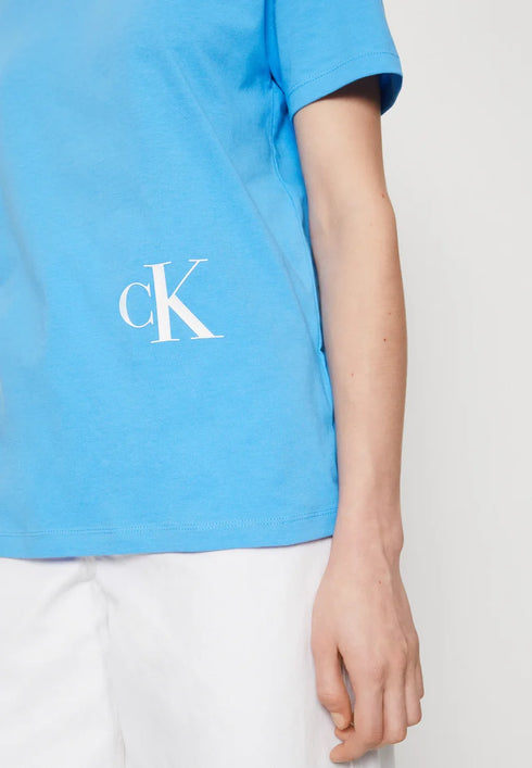 CALVIN KLEIN JEANS-COLOR OFF PLACED MONOGRAM TEE-SHIRT | BLUE CRUSH