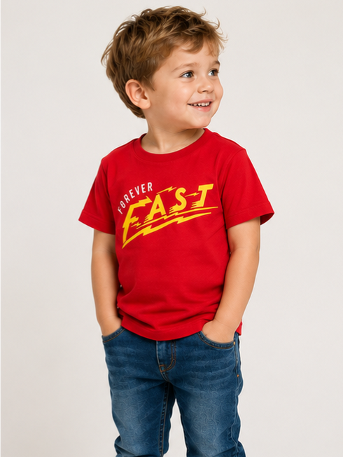 ALL BASICS FOREVER FAST KIDS GRAPHIC T-SHIRT | RED