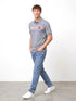 CAPTIVATING – PERFORMANCE STRIPE POLO PRINTED HORSE LOGO SHIRT | GREY