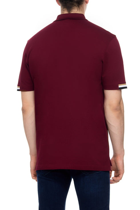 HUGO BOSS REGULAR-FIT POLO SHIRT WITH EMBROIDERED LOGO | MAROON