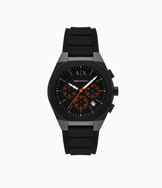 Armani Exchange Sync Chronograph Silicone Watch Black