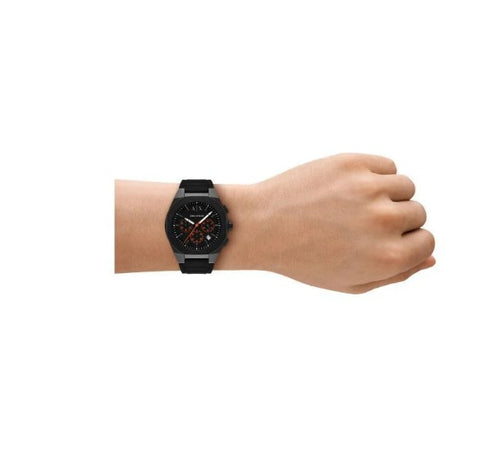 Armani Exchange Sync Chronograph Silicone Watch Black