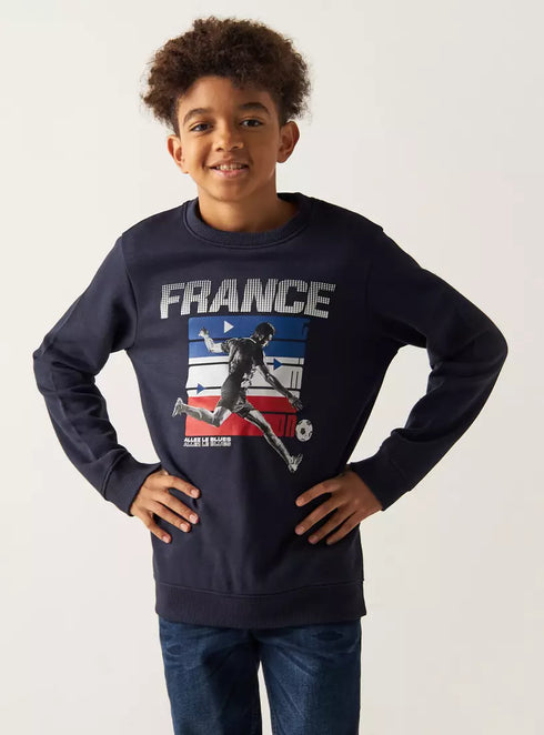 FRANCE SWEATSHIRT WITH VINTAGE FRENCH FLAG SPORTS DESIGN | BLUE