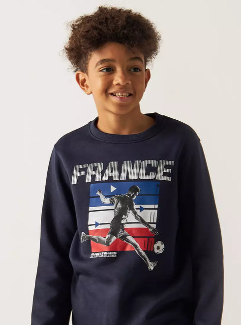 FRANCE SWEATSHIRT WITH VINTAGE FRENCH FLAG SPORTS DESIGN | BLUE