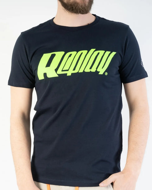 Replay Brand Print Black Crew-Neck T-Shirt – Casual & Stylish