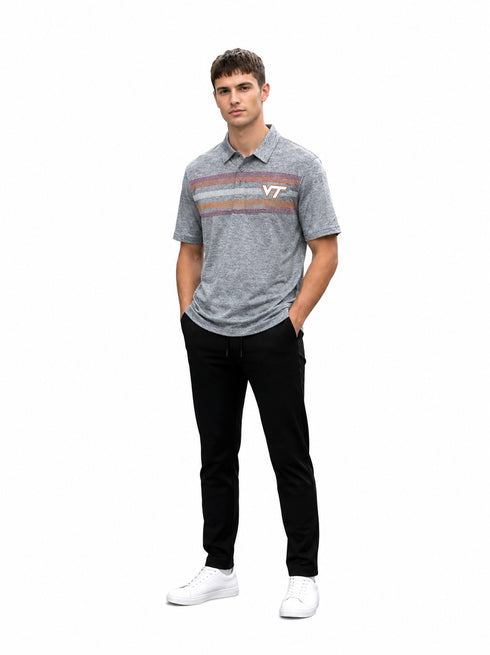 CAPTIVATING STRIPED POLO WITH VT LOGO | GREY