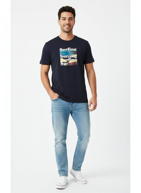 JACK & JONES MEN’S SURFING GRAPHIC T-SHIRT | NAVY BLUE