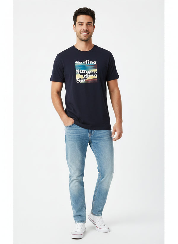JACK & JONES MEN’S SURFING GRAPHIC T-SHIRT | NAVY BLUE