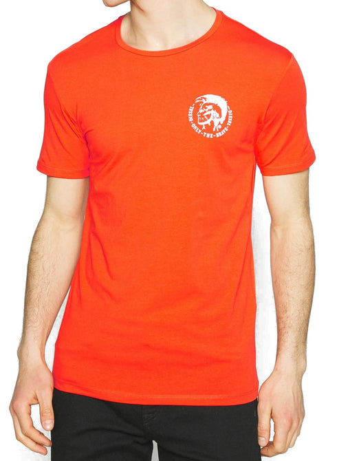 DIESEL MEN’S CLASSIC ORANGE ROUND NECK T-SHIRT