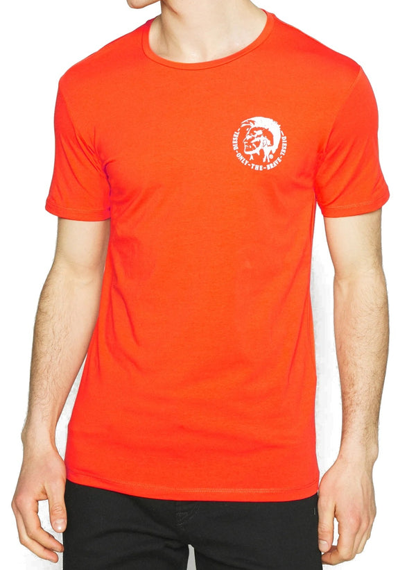 DIESEL MEN’S CLASSIC ORANGE ROUND NECK T-SHIRT