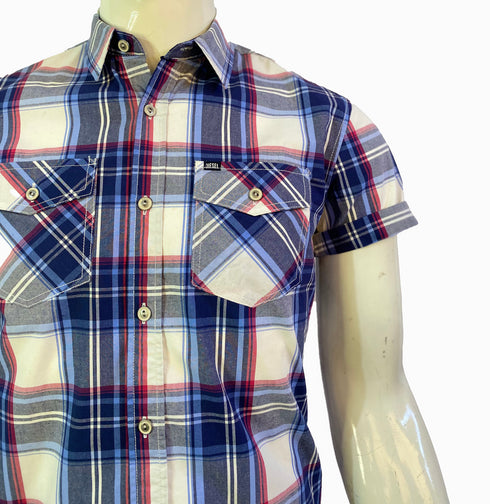 DIESEL JEANS. RIPE APRICOT CHECK SHIRT MEN | BLUE CHECK