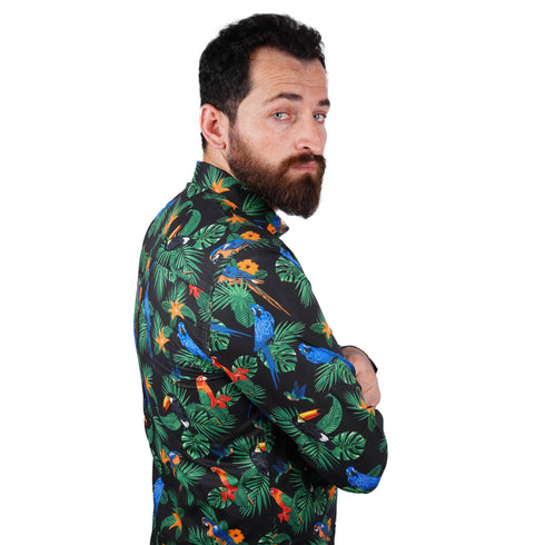 SORBINO-FINE QUALITY-TROPICAL PRINT-COTTON SHIRT