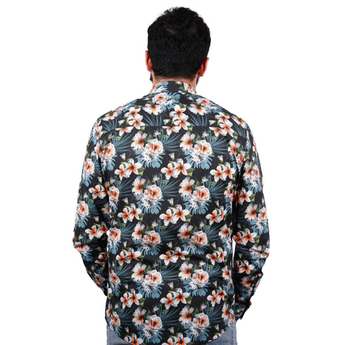 SORBINO-FINE QUALITY-TROPICAL FLORAL PRINT-COTTON SHIRT