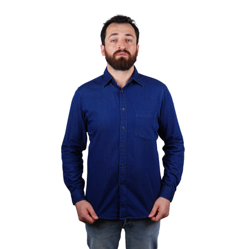 UNIQLO-INDIGO DENIM-PREMIUM-FULL SLEEVE-CASUAL SHIRT | DENIM BLUE