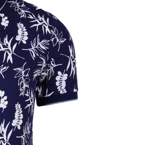 JULES WHITE FLORAL SHORT SLEEVE POLO SHIRT | DARK NAVY