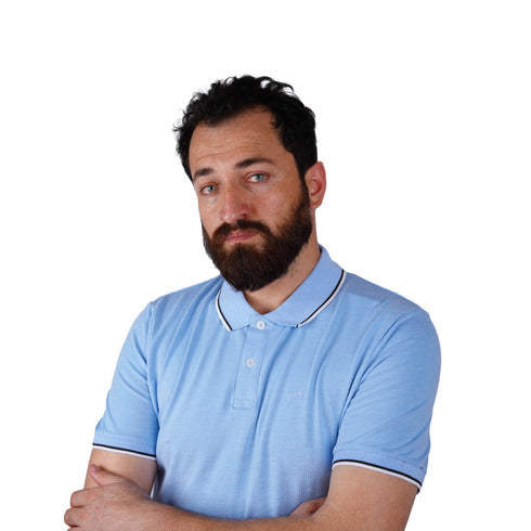 JULES PREMIUM-FLEXIBLE-RIBBED-SHORT SLEEVE-POLO SHIRT | SLUB SKY BLUE