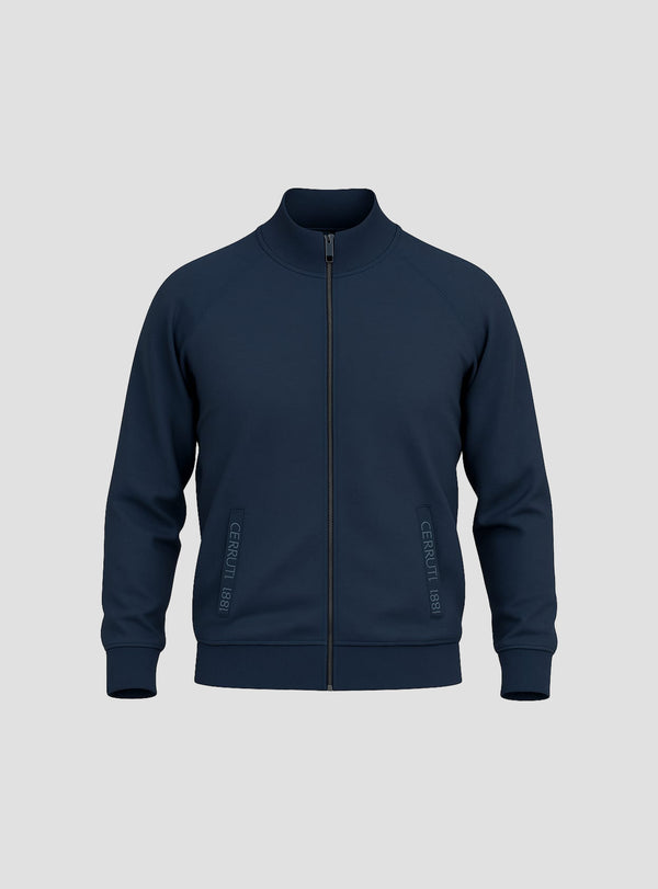 CERRUTI 1881 SIGNATURE ZIP-UP SWEATSHIRT - NAVY BLUE
