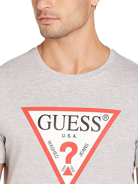 GUESS MENS CN SS ORIGINAL LOGO T-SHIRT | GREY