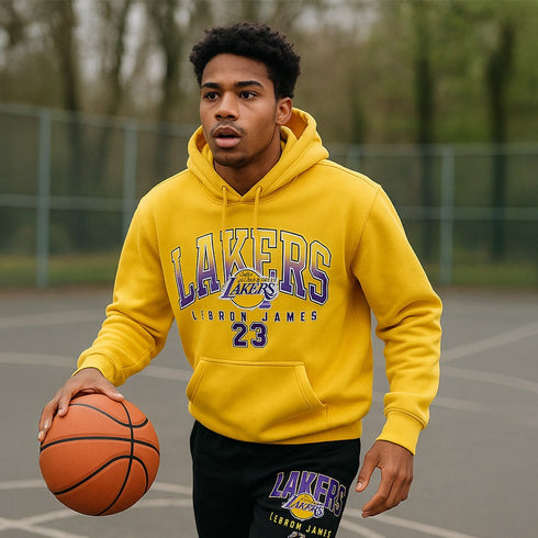 LOS ANGELES LAKERS HOODIE – OVERSIZED NBA LOGO SWEATSHIRT FOR MEN | YELLOW