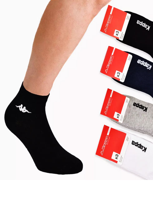 KAPPA- 3 PAIRS OF HALF SOCKS MAN-WOMAN-UNISEX | BLACK
