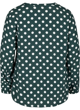 ZIZZI LONG-SLEEVED VISCOSE BLOUSE WITH V-NECK | GREEN