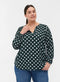 ZIZZI LONG-SLEEVED VISCOSE BLOUSE WITH V-NECK | GREEN