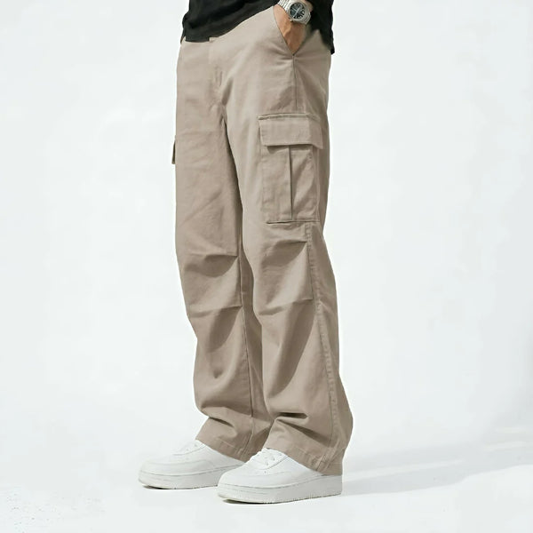 MUCH MORE MEN'S STRAIGHT FIT CARGO PANTS | BEIGE