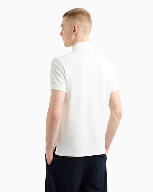 BURBERRY EKD-EMBROIDERED COTTON-BLEND POLO SHIRT | WHITE