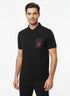 HUGO BOSS PREMIUM POLO SHIRT - BLACK LEATHER LOGO PATCH | BLACK