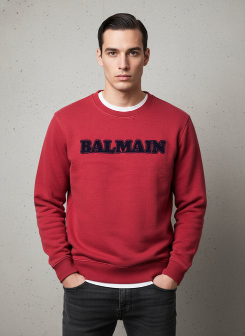BALMAIN PARIS BOLD LOGO SWEATSHIRT | RED