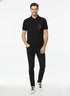 HUGO BOSS PREMIUM POLO SHIRT - BLACK LEATHER LOGO PATCH | BLACK