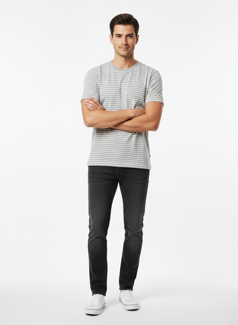 JACK & JONES MEN’S STRIPED ROUND NECK T-SHIRT | GREY