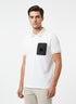 HUGO BOSS PREMIUM POLO SHIRT - BLACK LEATHER LOGO PATCH | WHITE