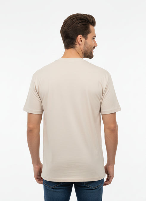 JACK & JONES PREMIUM ROUND NECK T-SHIRT FOR MEN | BEIGE