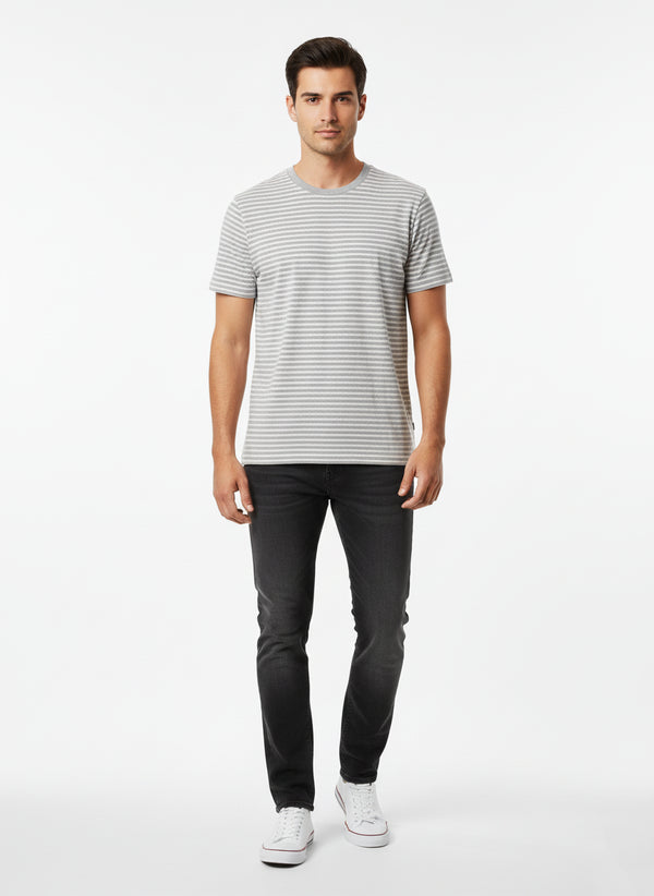 JACK & JONES MEN’S STRIPED ROUND NECK T-SHIRT | GREY