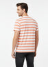 JACK & JONES MEN’S PREMIUM STRIPED COTTON T-SHIRT – PEACH & WHITE