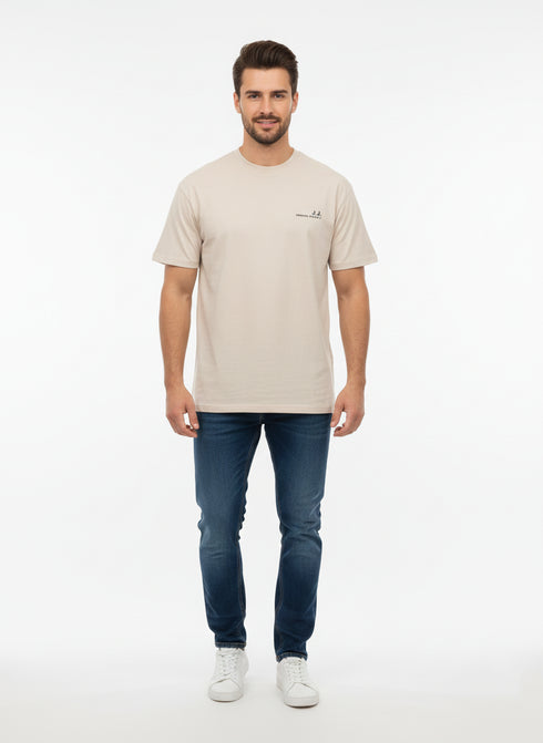 JACK & JONES PREMIUM ROUND NECK T-SHIRT FOR MEN | BEIGE
