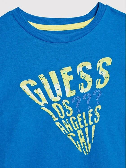 Guess Kids T-Shirt in Blue – Premium cotton short-sleeve tee for boys & girls. Soft, stylish, and perfect for everyday wear. Shop now for trendy kids' t-shirts!