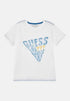 Guess Kids White T-Shirt with Graphic Logo – Soft cotton short-sleeve tee for boys & girls. Trendy, comfortable, and perfect for everyday wear. Shop now!
