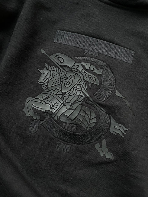 BURBERRY EMBROIDERY LOGO HOODIE WITH SILICONE PATCH | BLACK