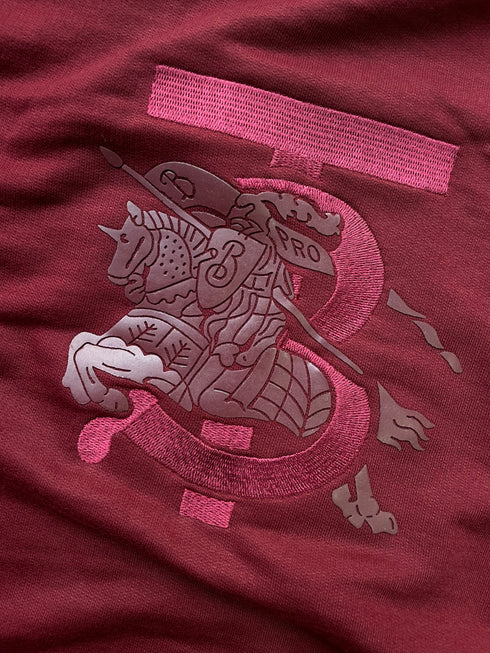 BURBERRY EMBROIDERY LOGO HOODIE WITH SILICONE PATCH | DRAK REDDISH BROWN