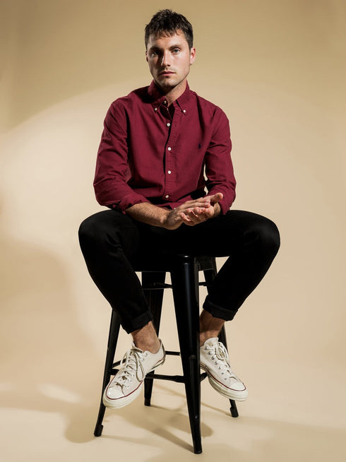 POLO RALPH LAUREN SLIM FIT OXFORD SHIRT | MAROON