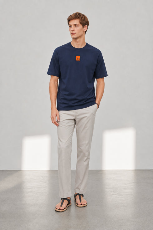 HERMES PARIS T-SHIRT LUXURY MERCERIZED COTTON | NAVY