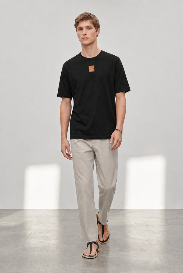 HERMES PARIS T-SHIRT LUXURY MERCERIZED COTTON | BLACK