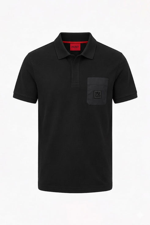 HUGO BOSS PREMIUM POLO SHIRT - BLACK LOGO PATCH | BLACK