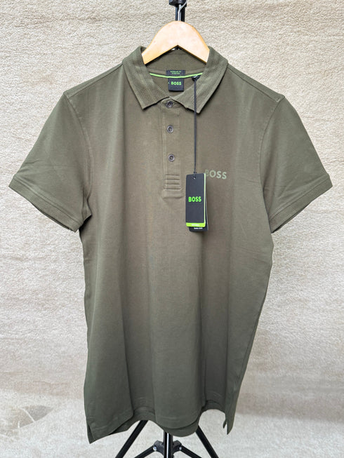 HUGO BOSS PADDY STRETCH-COTTON POLO SHIRT | OLIVE GREEN