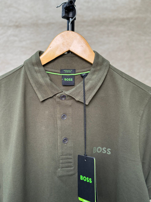 HUGO BOSS PADDY STRETCH-COTTON POLO SHIRT | OLIVE GREEN