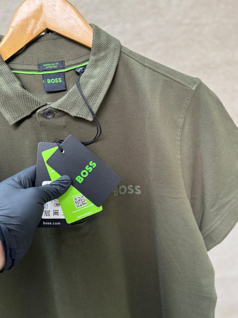 HUGO BOSS PADDY STRETCH-COTTON POLO SHIRT | OLIVE GREEN